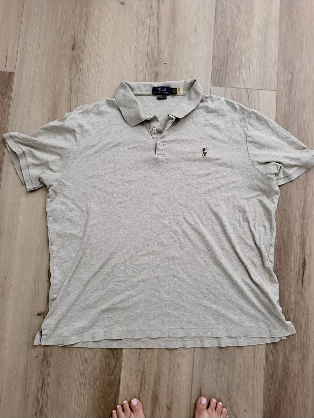 Ralph Lauren Men's Light Beige Polo Shirt with Signature Pony